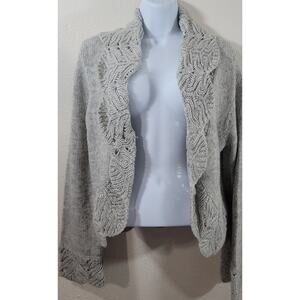 Monterey Bay Gray Open Front Cropped Cardigan Sweater PL Lightweight Soft